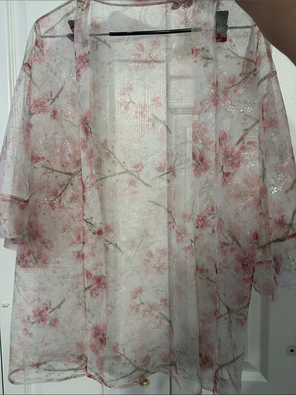 Floral Sheer Kimono Robe - Pink
